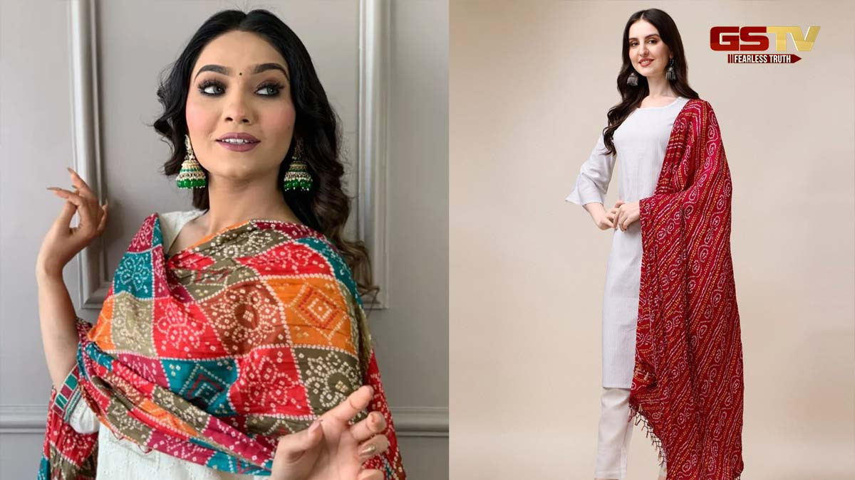 Fashion Tips / હોળી પાર્ટીમાં સ્પેશિયલ લુક મેળવવા માટે સફેદ સૂટ સાથે સ્ટાઇલ કરો આ બાંધણી પ્રિન્ટ દુપટ્ટો