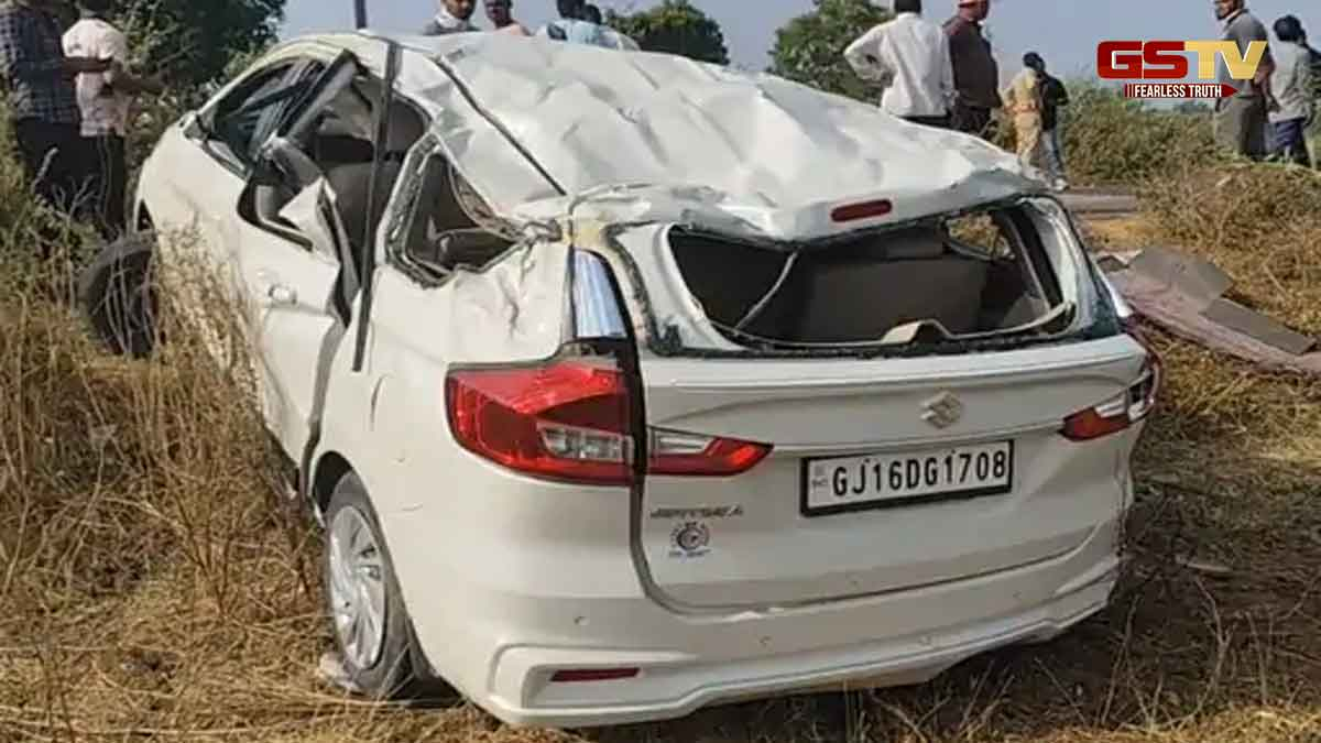 Bharuch News: ખાનગી કંપનીની કાર ધારોલી ચાર રસ્તા પર પલટી, 1 કર્મચારીનું મોત, 4ને ઈજા