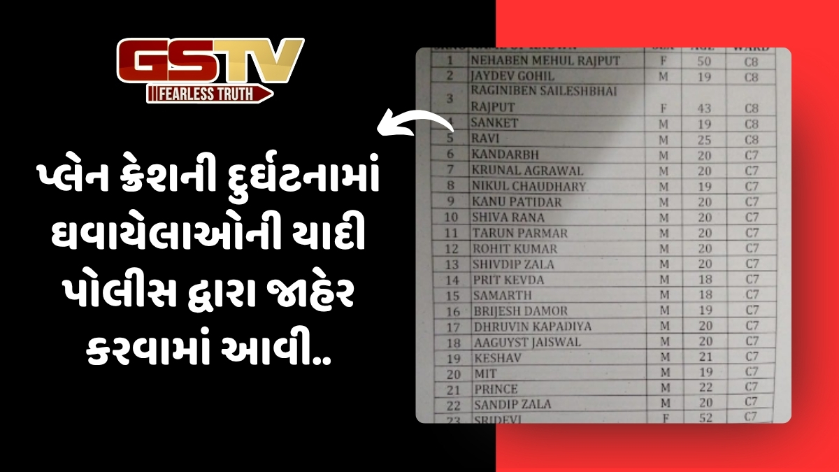 Ahemdabad Plane Crash: લંડન જતી ફ્લાઈટ તૂટી પડતાં 25 જેટલા ઈજાગ્રસ્તોની યાદી જાહેર