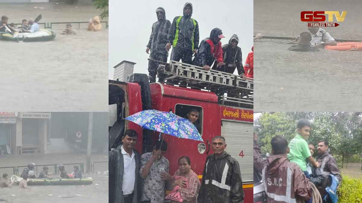 Surat News: 9 ઈંચ વરસાદ ખાબકતા નીચાણવાળા વિસ્તારમાં ભરાયા પાણી, 112 લોકોનુ કરાયું રેસ્ક્યુ