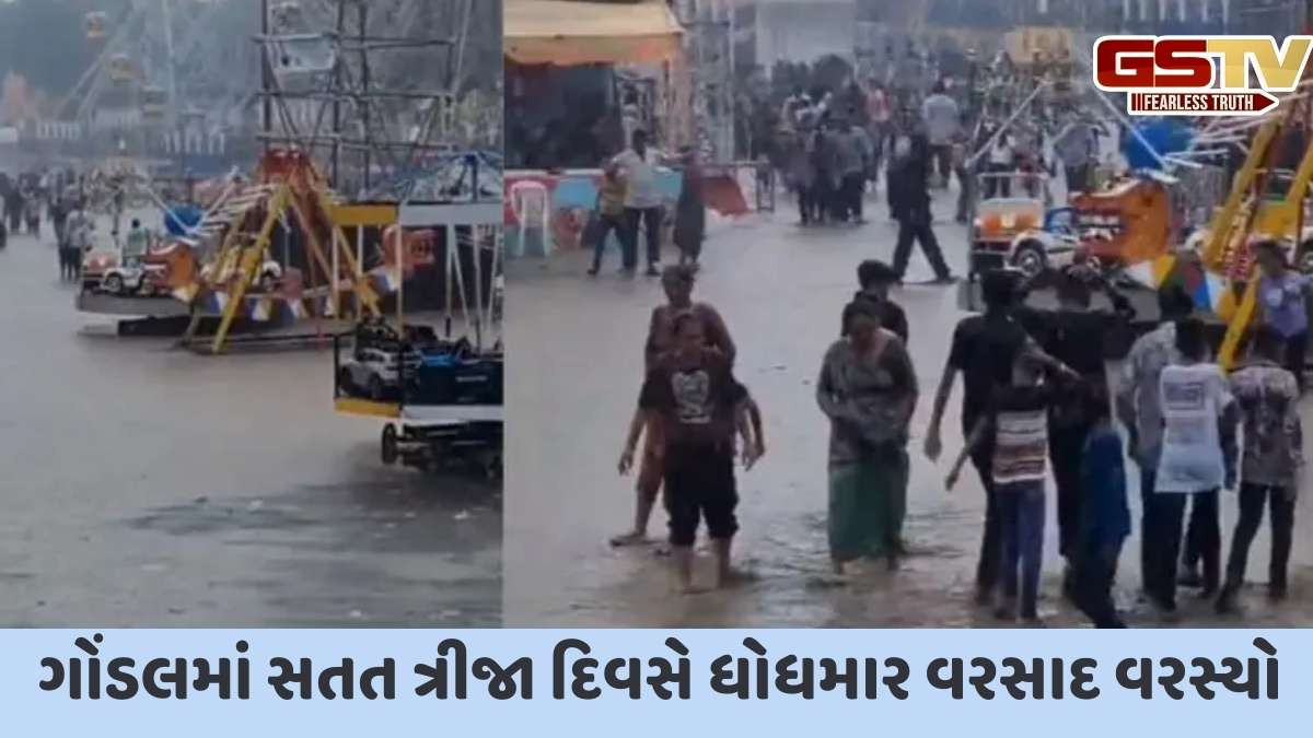 Gondal News: ગોંડલના લોકમેળામાં ધોધમાર વરસાદ ખાબકતા લોકોની મજા બગડી, મેદાન પર પાણી ભરાતા રાઈડ્સ બંધ