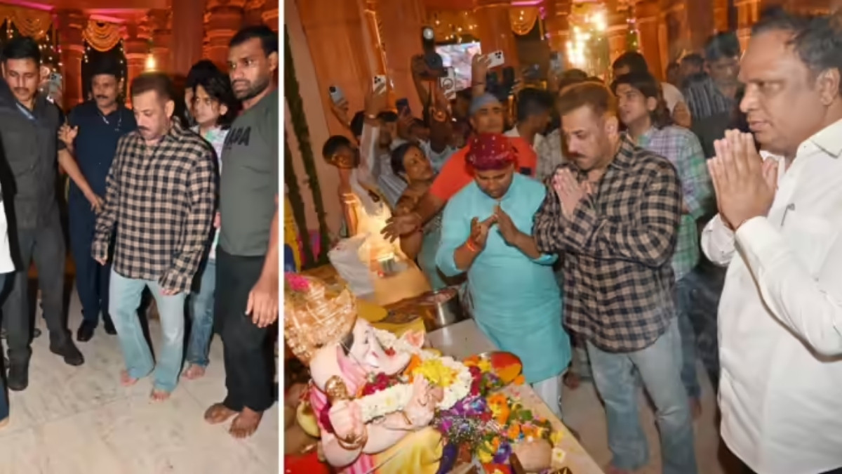VIDEO : કપાળ તિલક લગાવ્યું, હાથ પણ જોડ્યા... સલમાન ખાને બાપ્પાની ઉઘાડા પગે પૂજા કરી