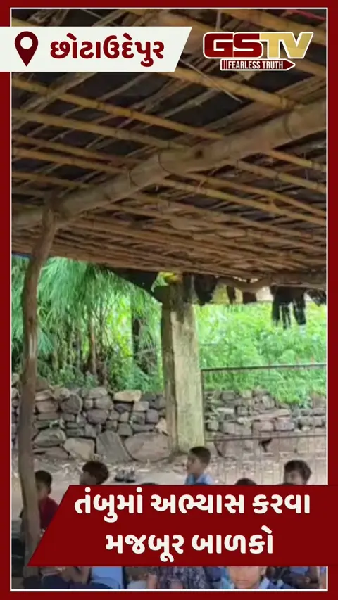 VIDEO: છોટાઉદેપુરના સૈડીવાસણ ગામના બાળકો તાડપત્રીના તંબુમાં અભ્યાસ કરવા મજબૂર
