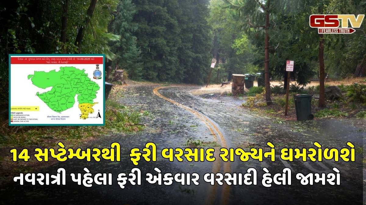 Gujarat Rain Forecast: ફરી એકવાર ધોધમાર વરસાદની આગાહી, 14 સપ્ટેમ્બરથી આ જિલ્લાઓમાં અપાયું એલર્ટ