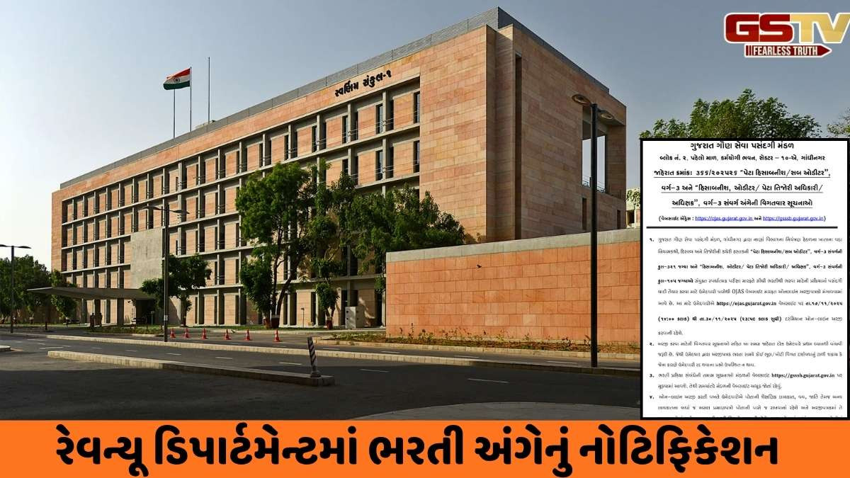 Gandhinagar news: મહેસૂલ વિભાગમાં 400થી વધુ જગ્યાઓમાં ભરતીની GSSSBએ કરી જાહેરાત, સોમવારથી ફોર્મ ભરાશે