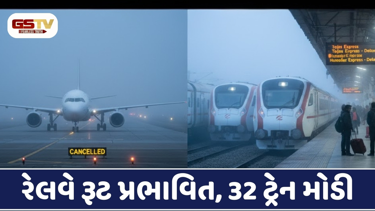 ધુમ્મસના કારણે 129 ફ્લાઈટ કેન્સલ, તેજસ-હમસફર સહિત 32થી વધુ ટ્રેન મોડી પડી