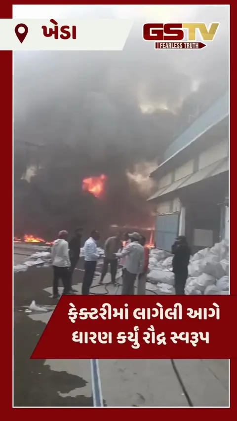 VIDEO: ખેડાના મહેમદાવાદમાં ભીષણ આગ: હલદરવાસ નજીક પ્લાસ્ટિક કંપનીમાં આગ ફાટી નીકળતા ધૂમાડાના ગોટેગોટા
