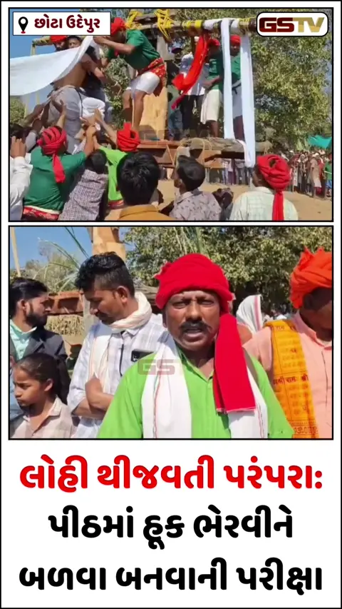 Video/ Chhota Udaipur ના ચીસાડીયામાં અનોખો મેળો: જીવના જોખમે 'બળવા' બનવાની અગ્નિપરીક્ષા, પીઠમાં હૂક ભેરવીને ખવાય છે ફેરા