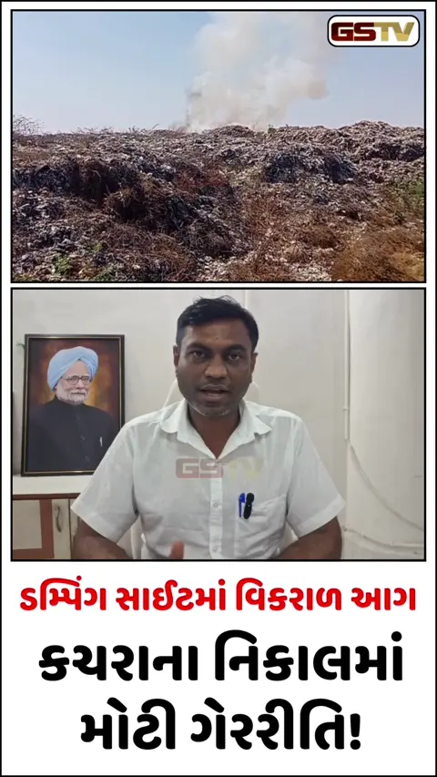 VIDEO: ગિરનારના જંગલ અને ખેડૂતોના ઘઉં પર જોખમ: જૂનાગઢમાં કચરાના પહાડમાં ભીષણ આગ
