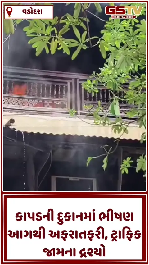 VIDEO: વડોદરાના માંડવીમાં આગનો બનાવ, કાપડની દુકાનના 2 માળ આગની લપેટમાં, પોલીસ અને ફાયર બ્રિગેડે મોરચો સંભાળ્યો