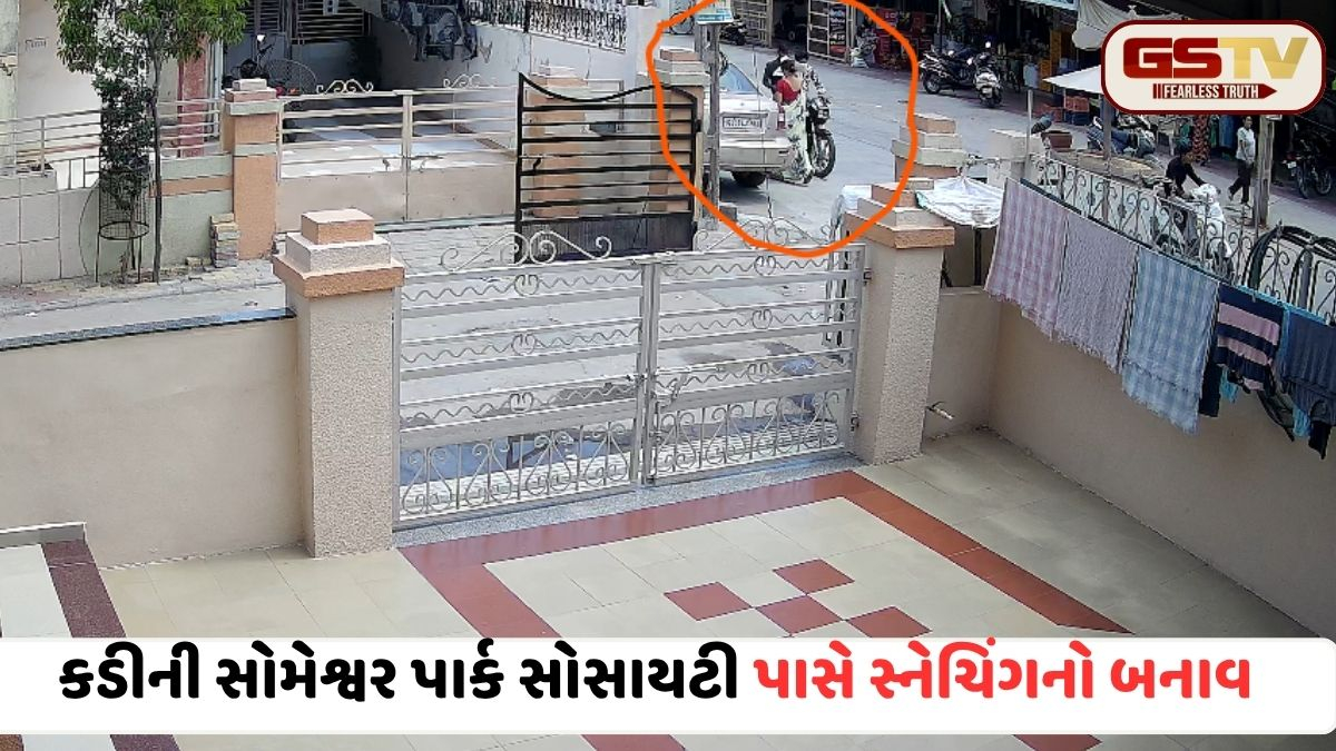 VIDEO: કડીના કરણનગર રોડ પર ચેઈન સ્નેચિંગનો બનાવ: સોમેશ્વર પાર્કમાં રહેતી મહિલાના ગળામાંથી સોનાની ચેઈન ખેંચી 2 શખ્સો પલાયન