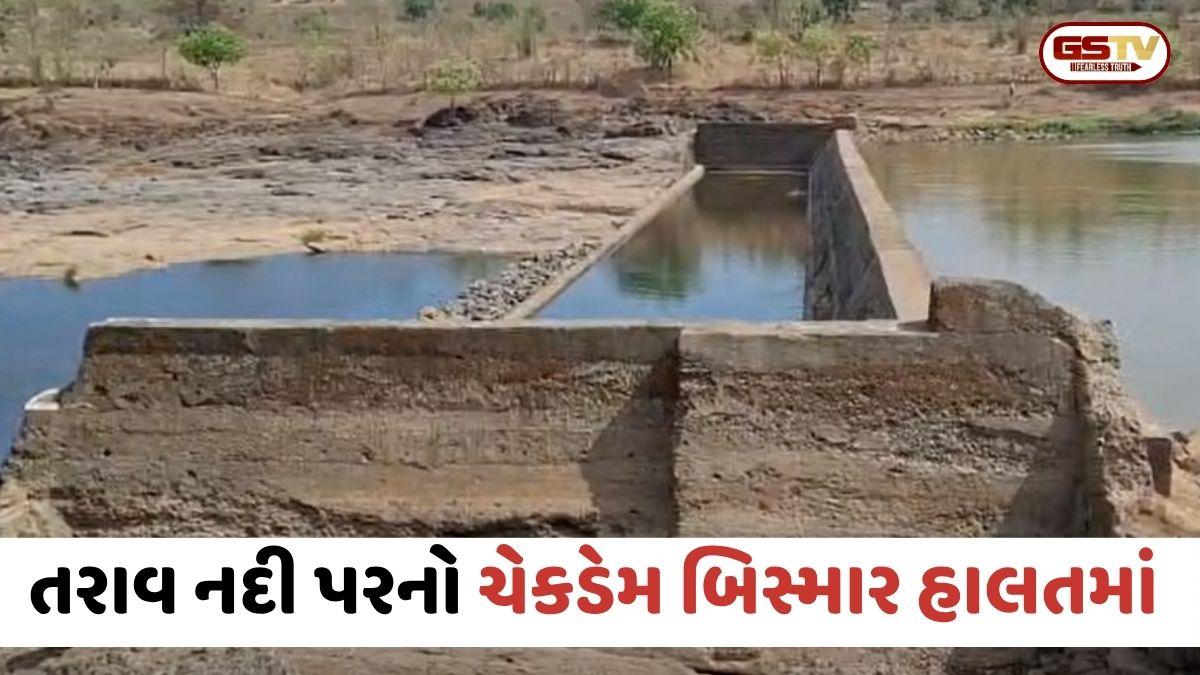 VIDEO: Narmada / તરાવ નદી પરનો ચેકડેમ બિસ્માર હાલતમાં, ખેડૂતોના માથે સિંચાઈનું સંકટ