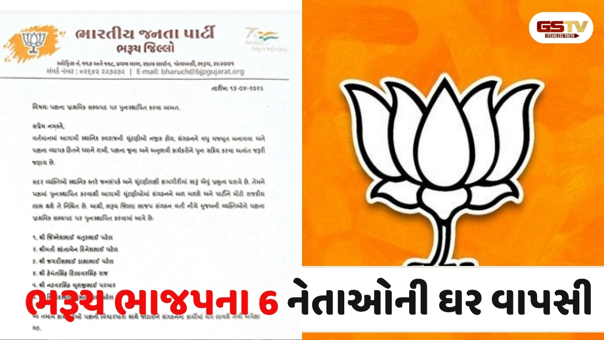 Bharuch news:  સ્થાનિક સ્વરાજ્યની ચૂંટણી પહેલા  ભરૂચના 6 નેતાઓનું  ભાજપે સસ્પેન્શન રદ કર્યું
