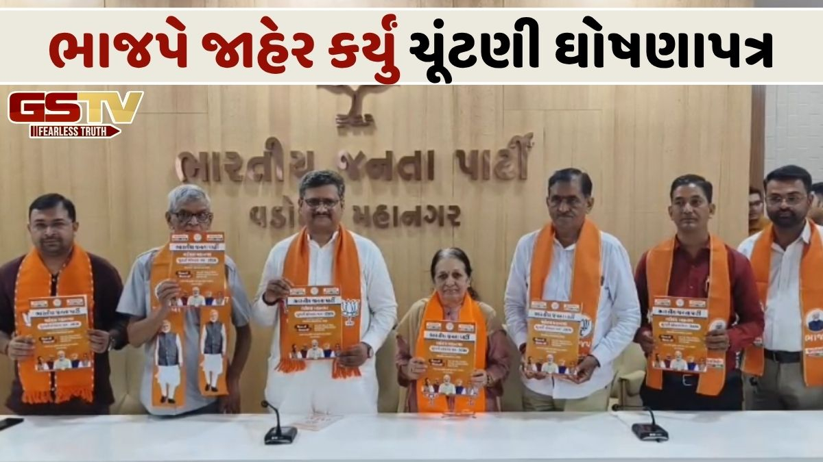 VIDEO: નમો કમલમ કાર્યાલય ખાતે ભાજપે જાહેર કર્યું ચૂંટણી ઘોષણાપત્ર, વડોદરાના 14 મુખ્ય મુદ્દાઓ સામેલ