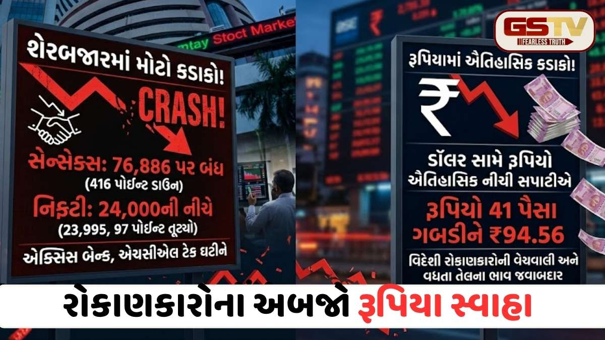 શેરબજારમાં ભૂકંપ: સેન્સેક્સ 400 પોઈન્ટ તૂટ્યો, નિફ્ટી 24,000ની નીચે સરકતા રોકાણકારોને મોટો ફટકો