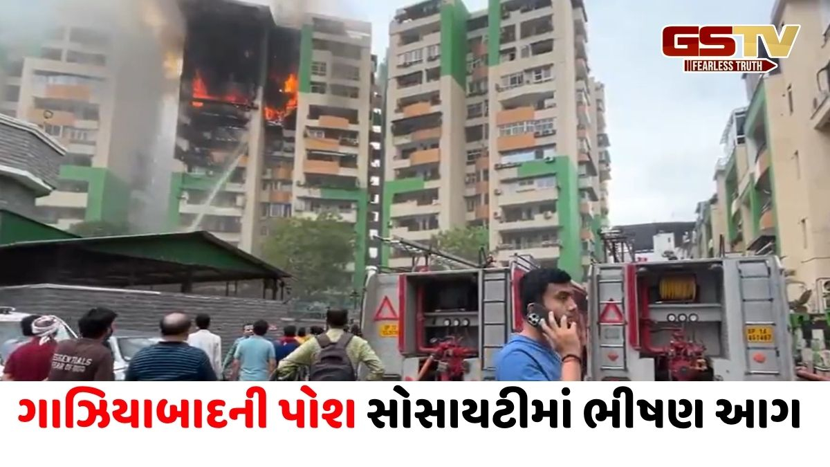 VIDEO/ ગાઝિયાબાદની પોશ સોસાયટીમાં ભીષણ આગ: 9મા થી 13મા માળ સુધી લપેટો ફેલાઈ