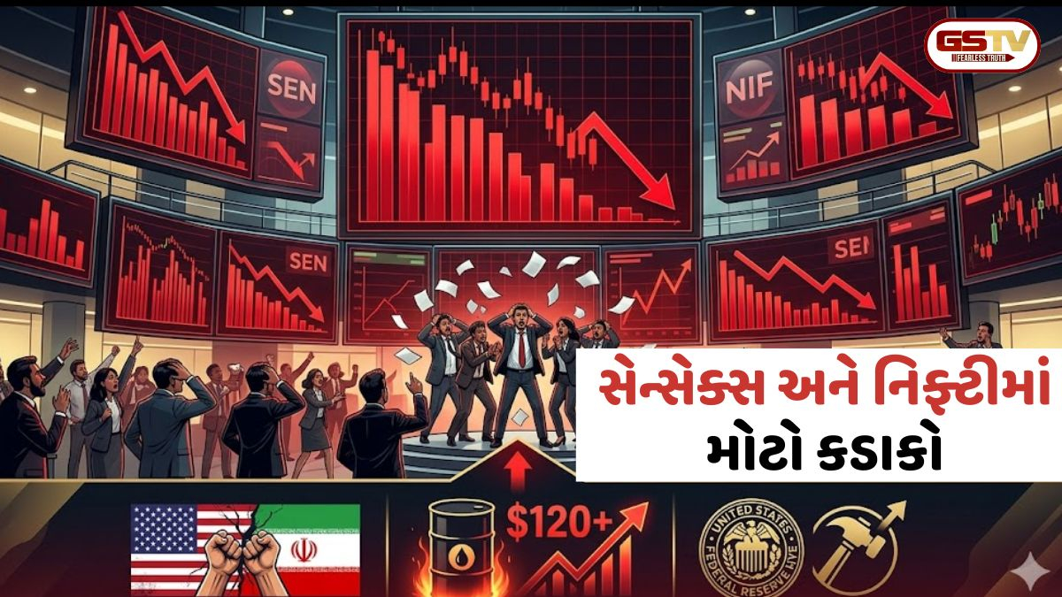 શેરબજારમાં ભૂકંપ: સેન્સેક્સ 927 પોઈન્ટ ગબડ્યો; નિફ્ટીમાં 286 પોઈન્ટનો કડાકો, ક્રૂડ ઓઈલ 120 ડૉલરને પાર