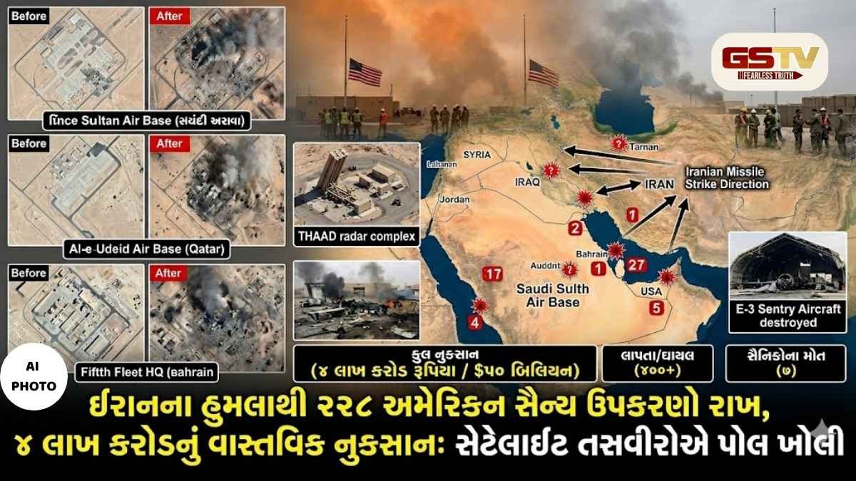 સેટેલાઈટ તસવીરોથી અમેરિકાની પોલ ખુલી: ઈરાનના હુમલામાં 228 અમેરિકન સૈન્ય ઉપકરણો રાખ