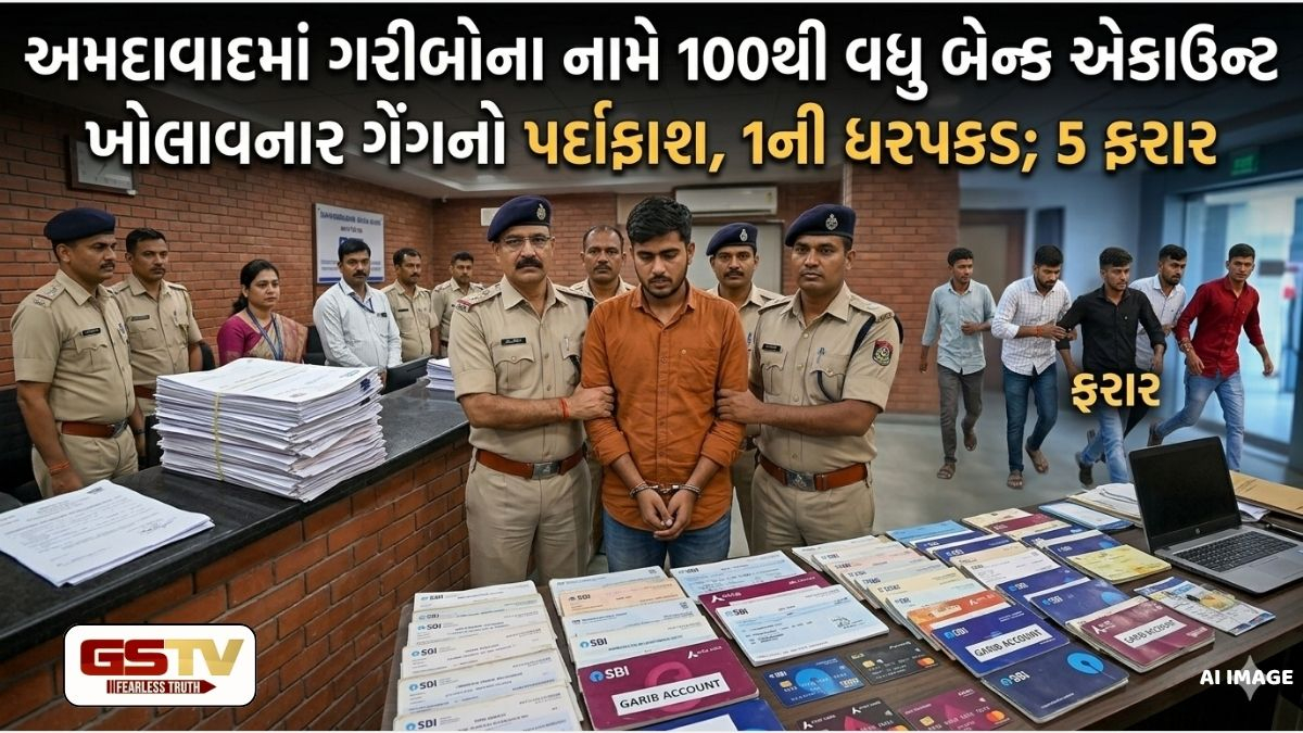અમદાવાદમાં ગરીબોના નામે 100થી વધુ બેન્ક એકાઉન્ટ ખોલાવનાર ગેંગનો પર્દાફાશ, 1ની ધરપકડ; 5 ફરાર