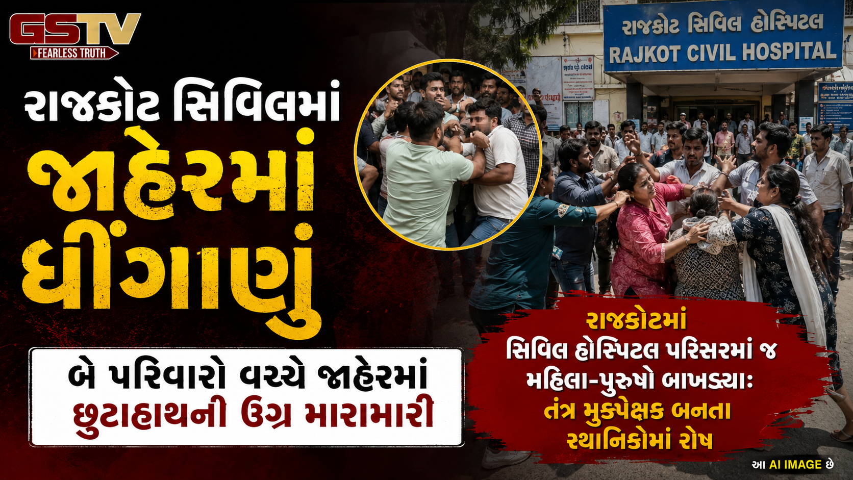 VIDEO : Rajkot સિવિલ હોસ્પિટલ બની અખાડો, બે પરિવારો વચ્ચે મારામારીની ઘટના વાયરલ!