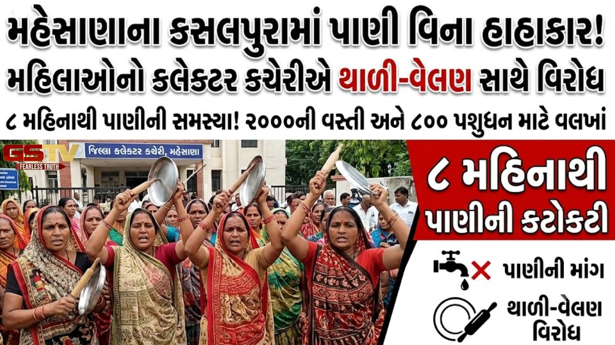 VIDEO: જોટાણાના કસલપુરા ગામે પાણી માટે પોકાર, મહિલાઓએ કલેક્ટર કચેરીમાં થાળી-વેલણ વગાડી કર્યો વિરોધ