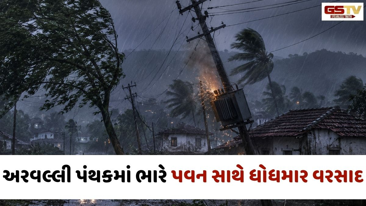 VIDEO: Aravalli પંથકમાં ભારે પવન સાથે ધોધમાર વરસાદ, અનેક ગામોમાં વીજ પુરવઠો ખોરવાયો