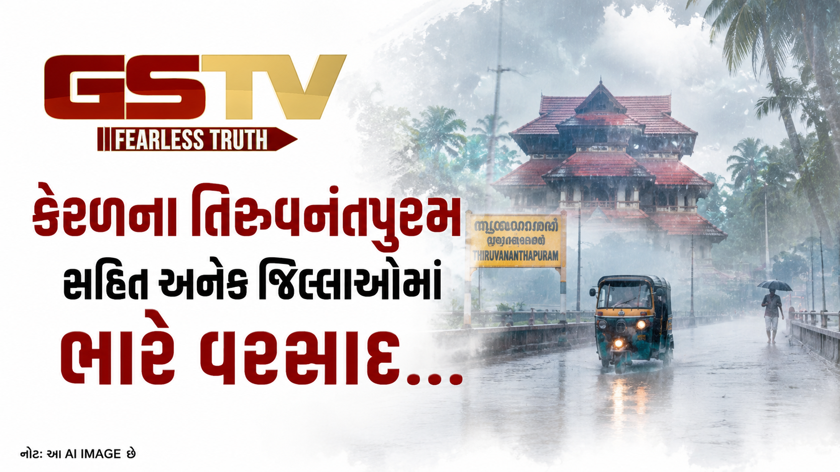VIDEO: કેરળના તિરુવનંતપુરમ સહિત અનેક જિલ્લાઓમાં ભારે વરસાદ