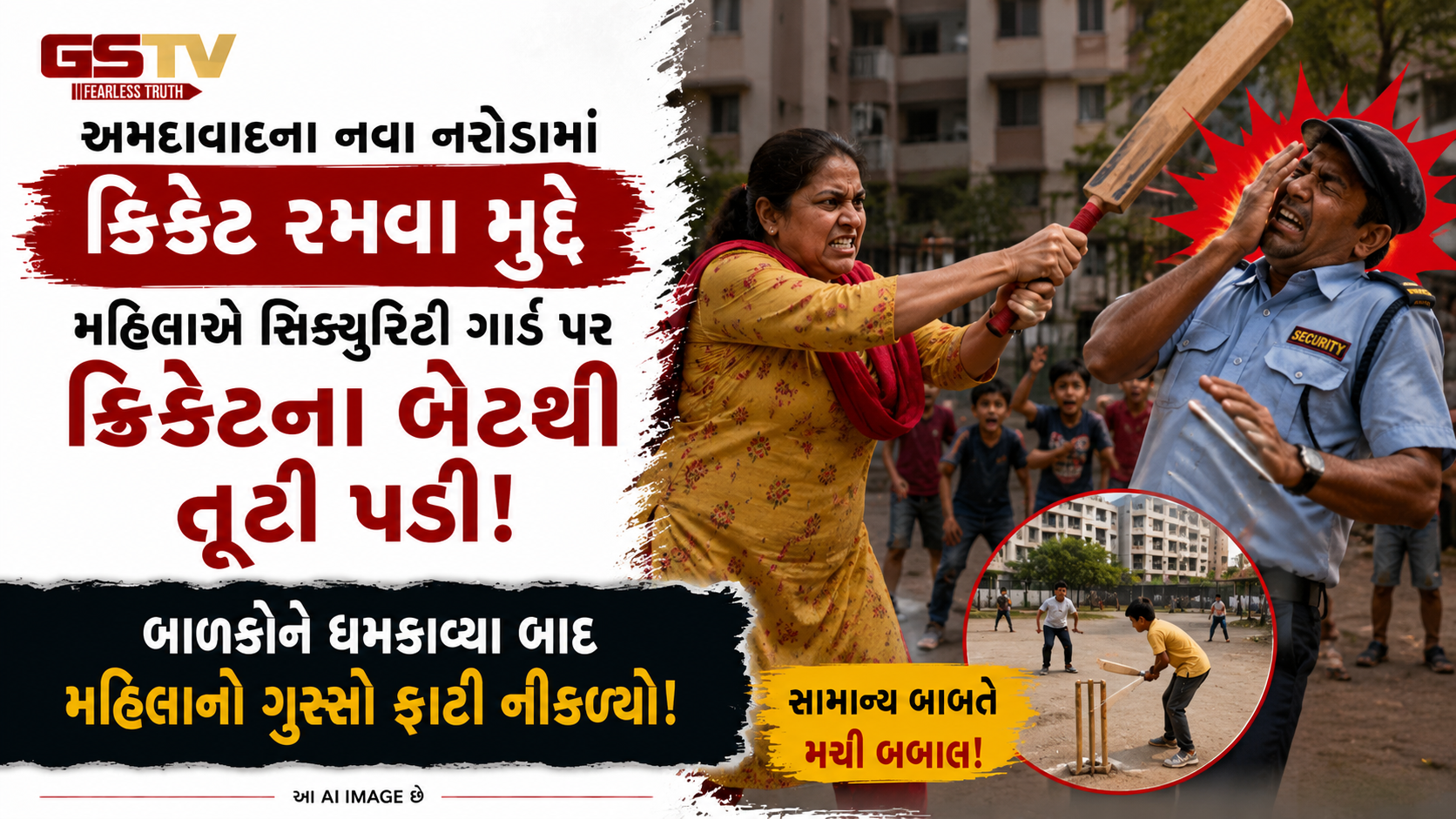 VIDEO : નવા નરોડામાં મહિલાઓ દ્વારા સિક્યુરિટી ગાર્ડ પર હુમલો, ક્રિકેટ રમતા બાળકોને ધમકાવતા થઈ માથાકૂટ