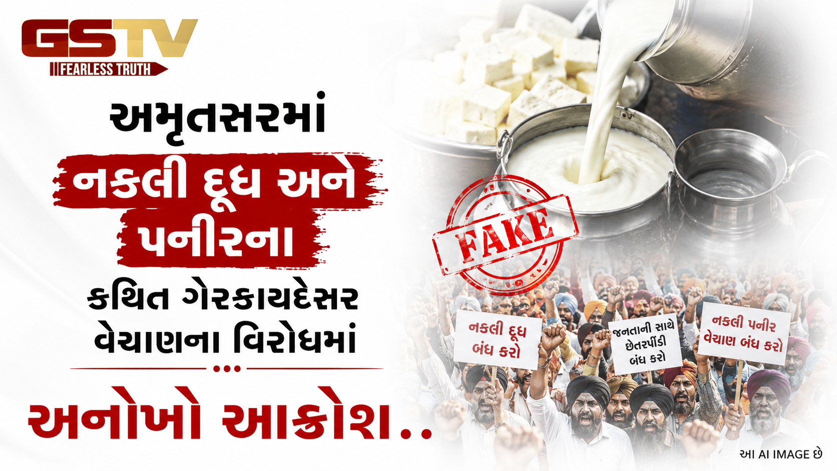 VIDEO:  અમૃતસરમાં નકલી દૂધ અને પનીરના કથિત ગેરકાયદેસર વેચાણના વિરોધમાં અનોખો આક્રોશ