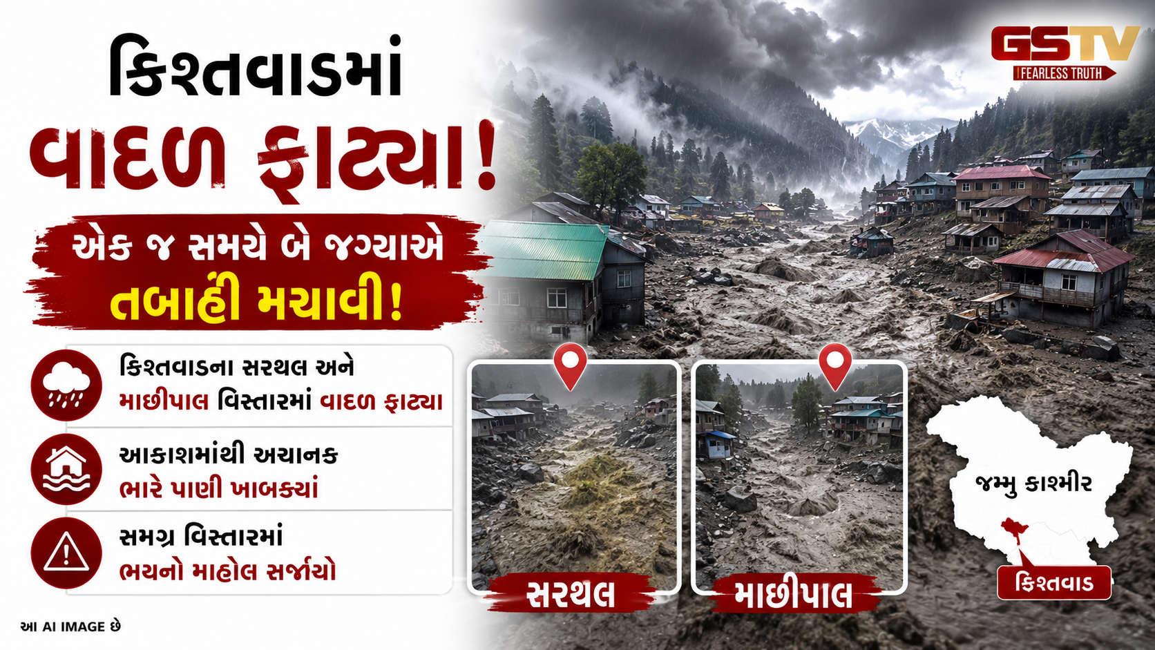 VIDEO : જમ્મુ-કાશ્મીરના કિશ્તવાડમાં બે જગ્યાએ વાદળ ફાટ્યું: ભારે તબાહી વચ્ચે હાઈવે બંધ, મોટી જાનહાનિ ટળી