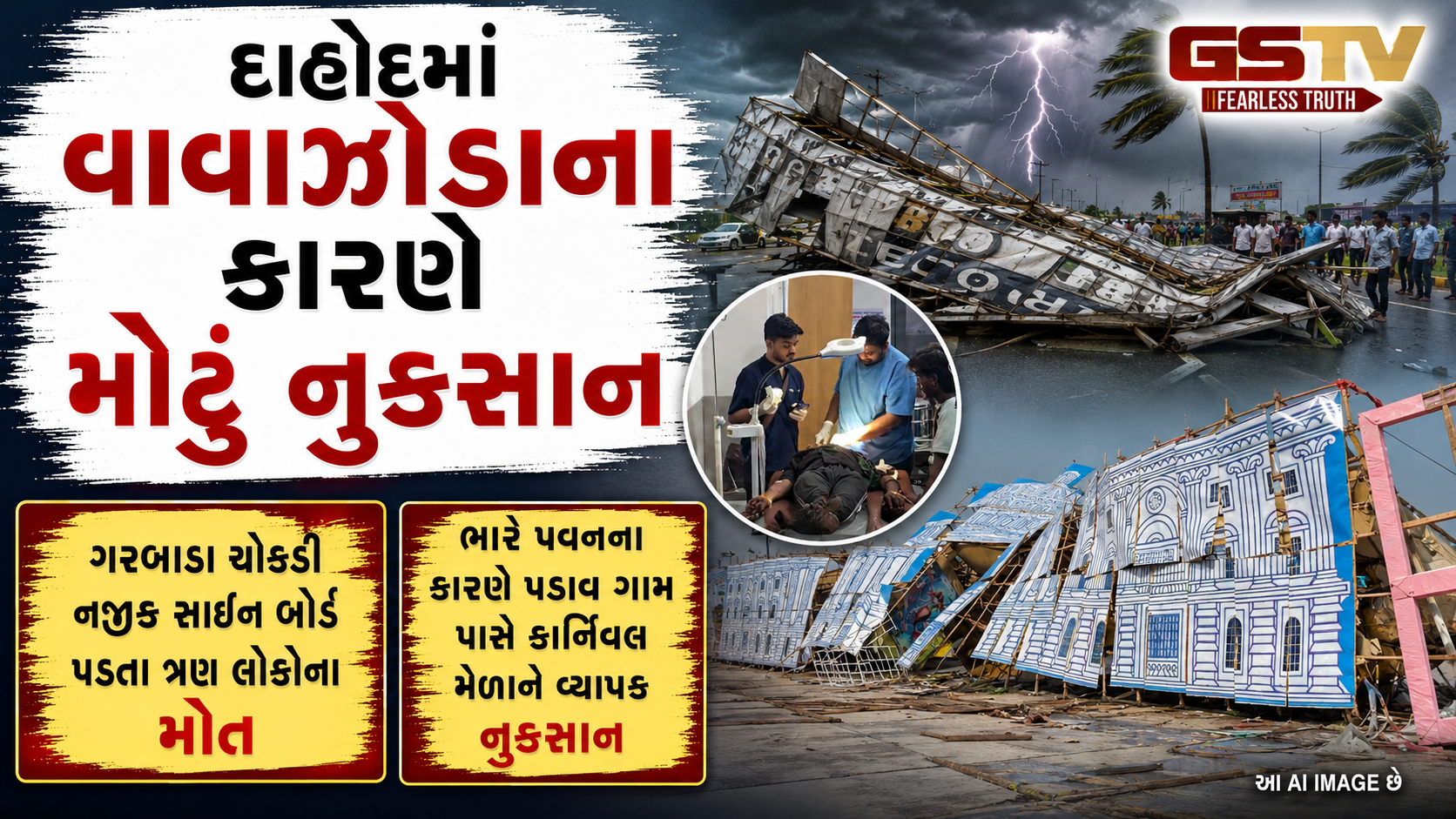 VIDEO : દાહોદમાં મેળાની મજા બગડી, વાવાઝોડાને પગલે સાઈન બોર્ડ પડતા ત્રણ લોકોના મોત