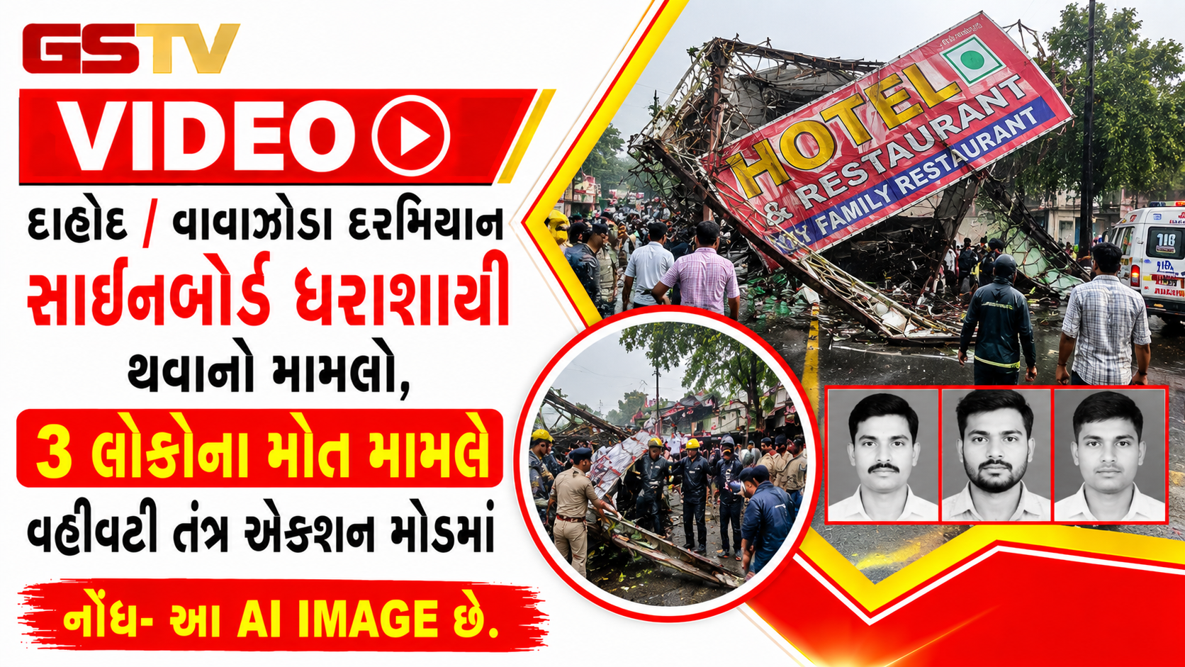 VIDEO: દાહોદ / વાવાઝોડા દરમિયાન સાઈનબોર્ડ ધરાશાયી થવાનો મામલો, 3 લોકોના મોત મામલે વહીવટી તંત્ર એક્શન મોડમાં