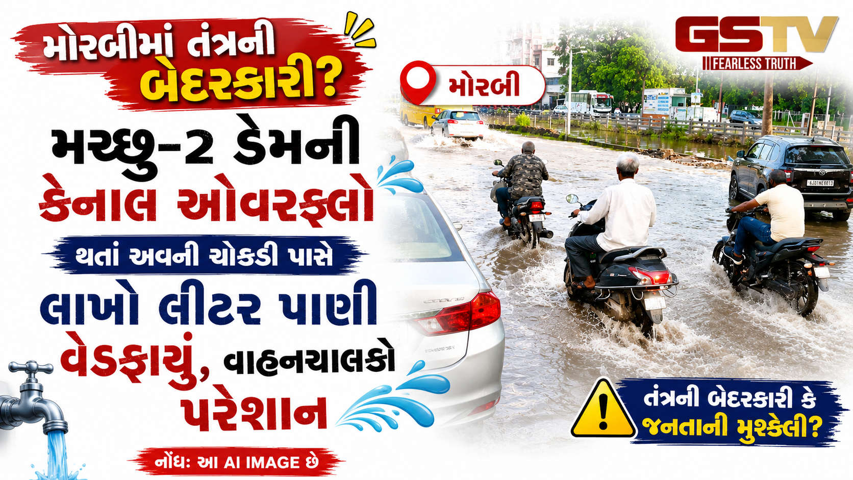 VIDEO : Morbi માં વગર વરસાદે ચોમાસું! મચ્છુ-2 ડેમની કેનાલ ઓવરફ્લો થતાં અવની ચોકડી રોડ નદી બન્યો
