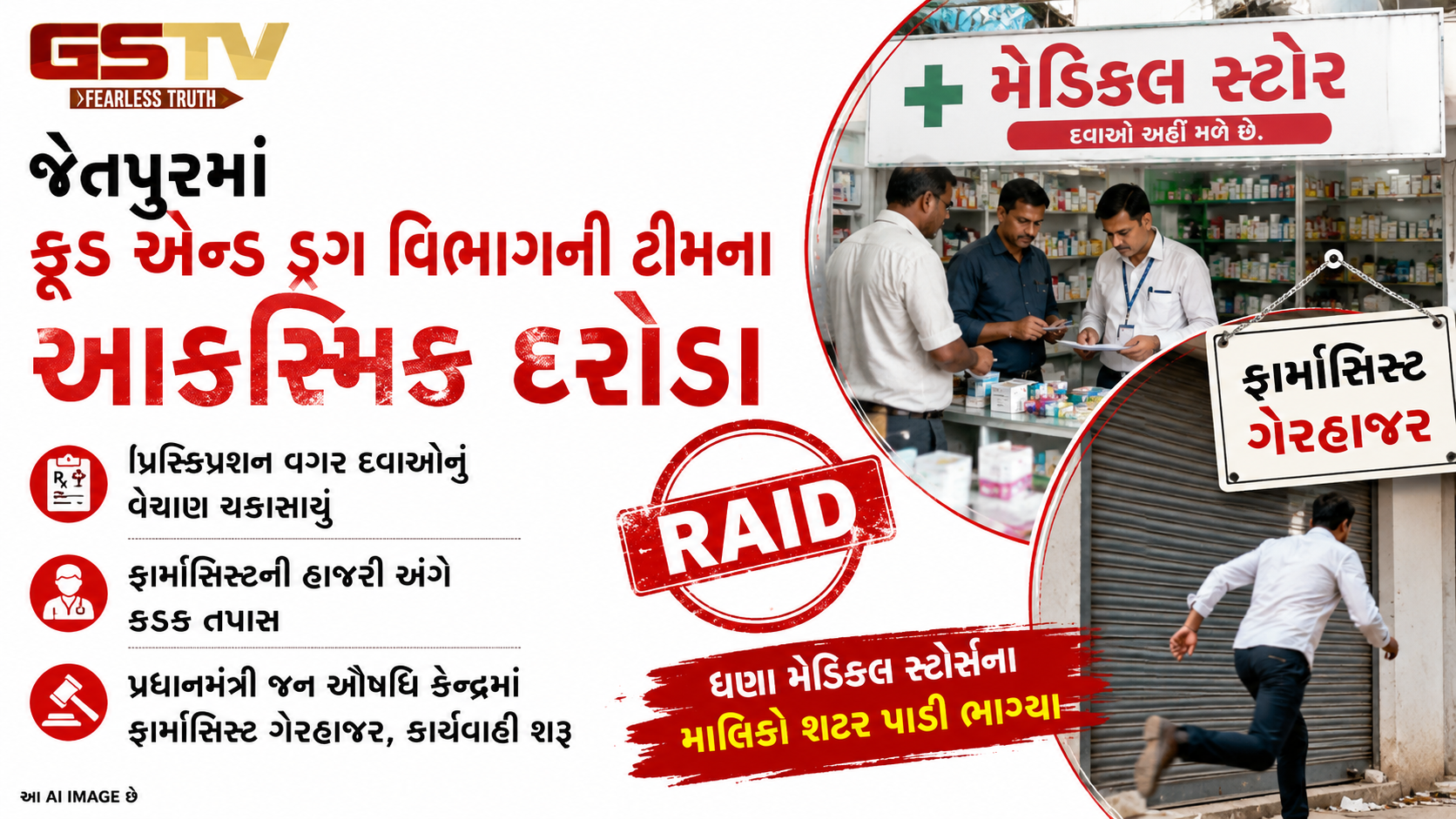 VIDEO: જેતપુરમાં મેડિકલ સ્ટોર્સ પર પડ્યા આકસ્મિક દરોડા, ફાર્મસી સંચાલકોમાં ભારે ફફડાટ