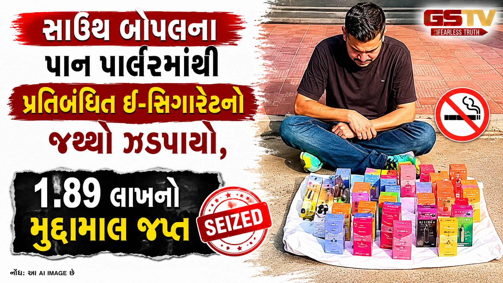 Ahmeabad ના સાઉથ બોપલમાં ફ્લેટ નીચે ચાલતા પાન પાર્લરમાંથી લાખોની ઈ-સિગારેટ પકડાઈ