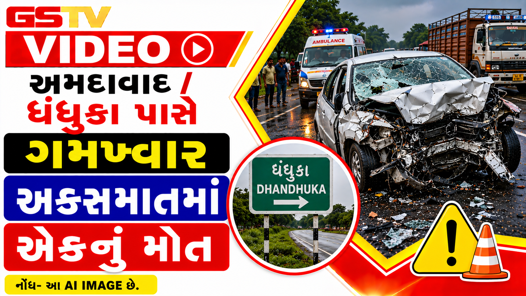 VIDEO: અમદાવાદ / ધંધુકા પાસે ગમખ્વાર અકસ્માતમાં એકનું મોત