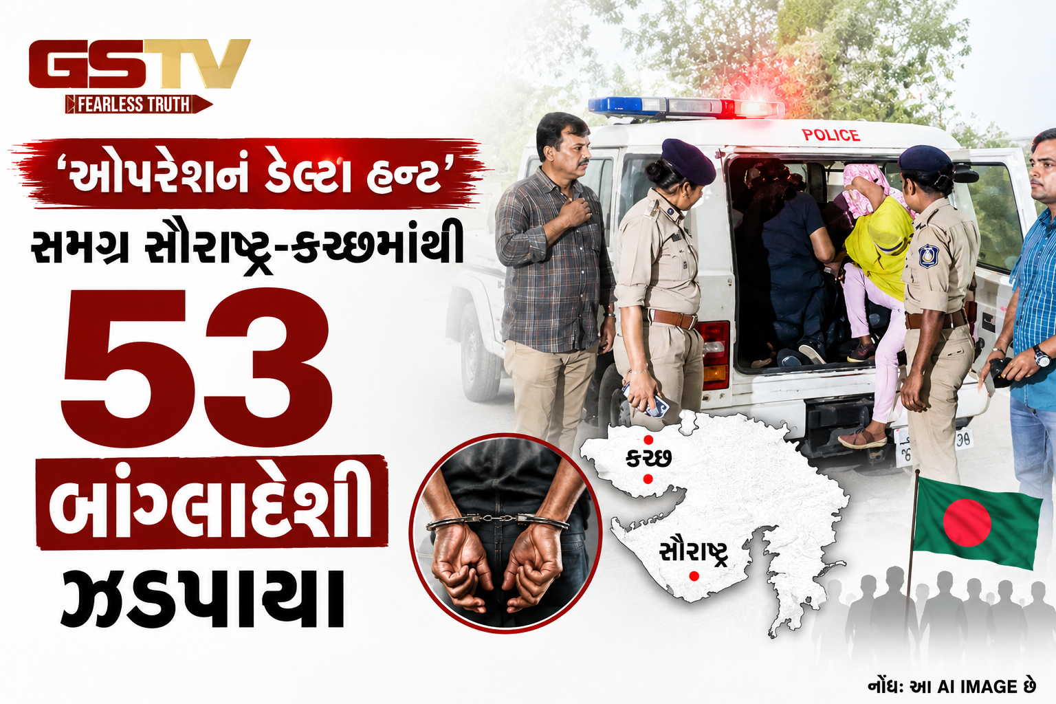 VIDEO : ‘ઓપરેશન ડેલ્ટા હન્ટ’, રાજકોટ સહિત સમગ્ર સૌરાષ્ટ્ર-કચ્છમાંથી 53 બાંગ્લાદેશી ઝડપાયા