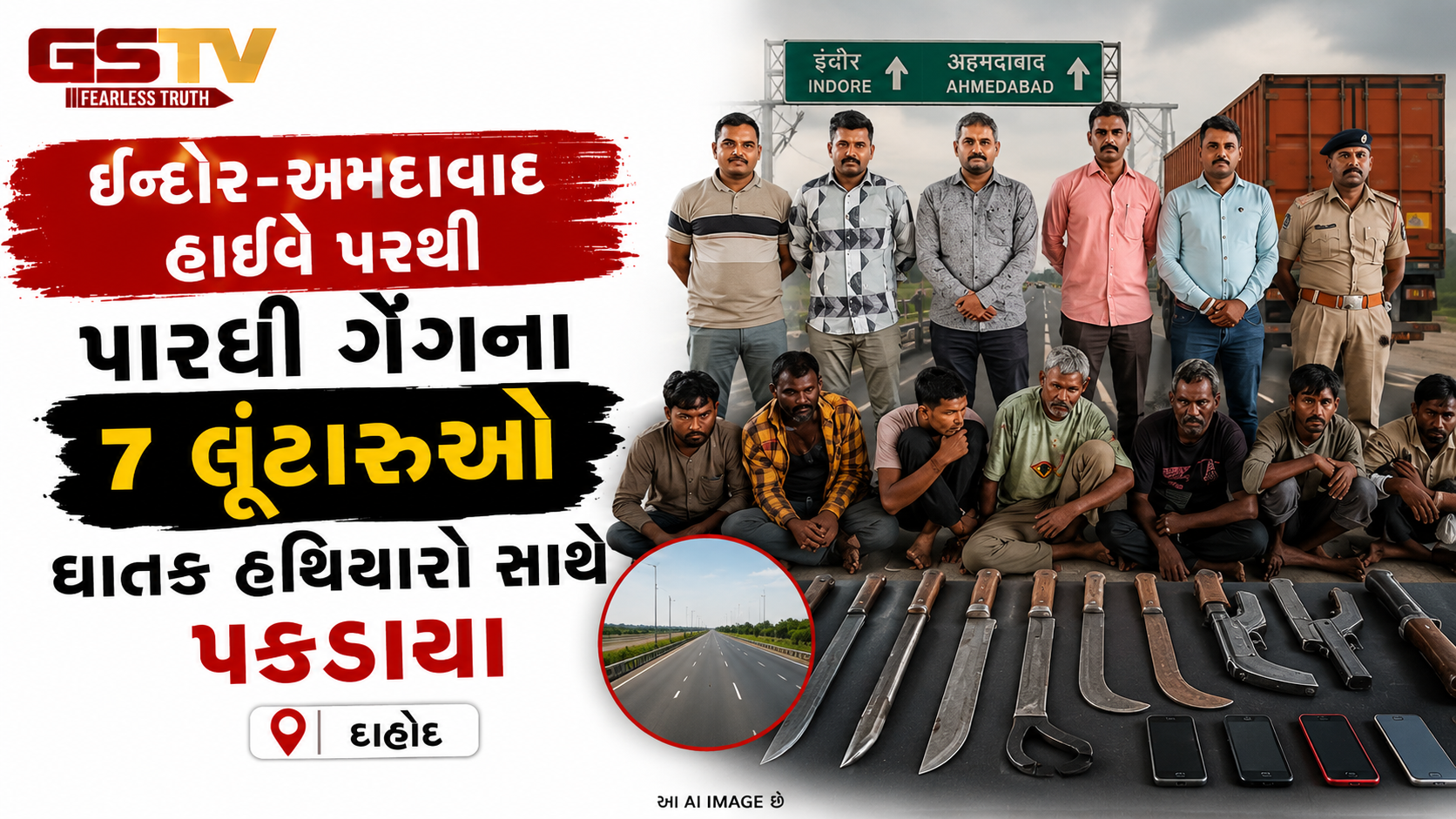 VIDEO : Dahodમાં પોલીસનો સપાટો,  હથિયારો સાથે આંતરરાજ્ય પારધી ગેંગના 7 લૂંટારુઓ ઝડપાયા