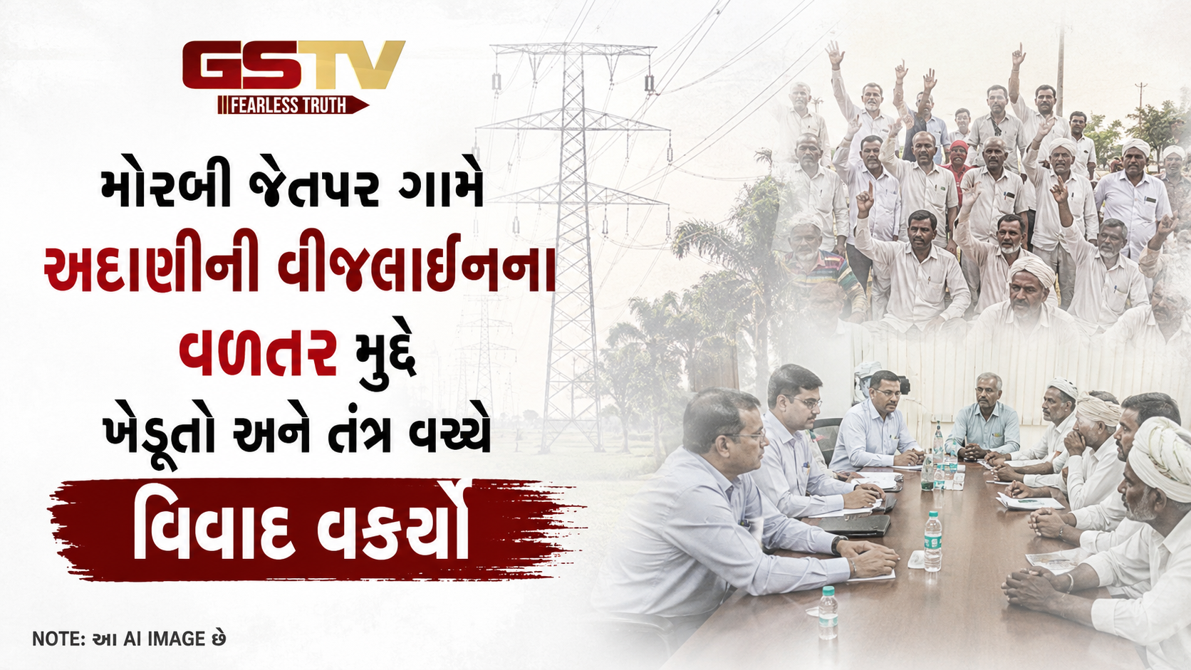 VIDEO: મોરબી જેતપર ગામે અદાણીની વીજલાઈનના વળતર મુદ્દે ખેડૂતો અને તંત્ર વચ્ચે  વિવાદ વકર્યો