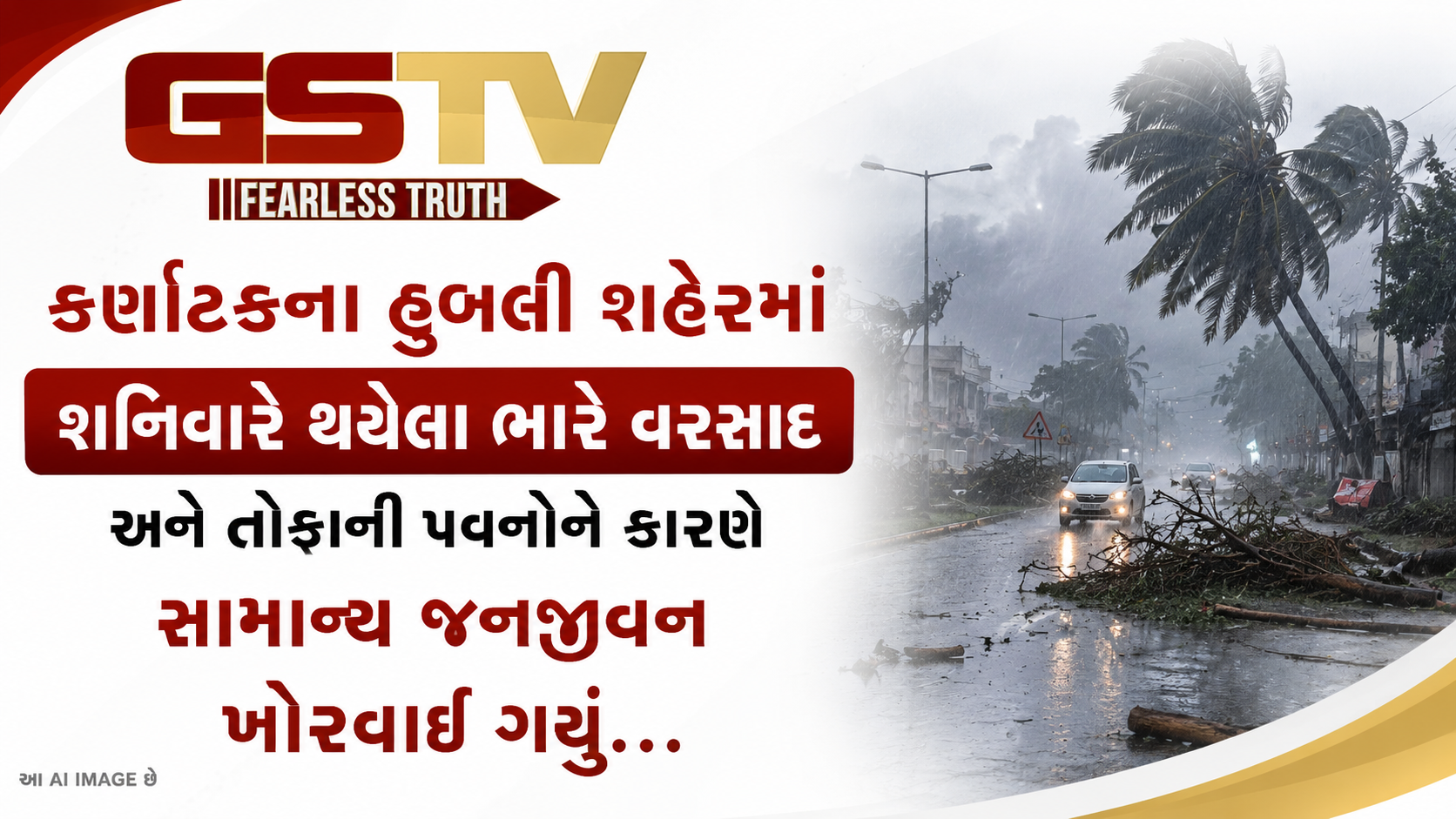 VIDEO: કર્ણાટકના હુબલી શહેરમાં શનિવારે થયેલા ભારે વરસાદ અને તોફાની પવનોને કારણે સામાન્ય જનજીવન ખોરવાઈ ગયું