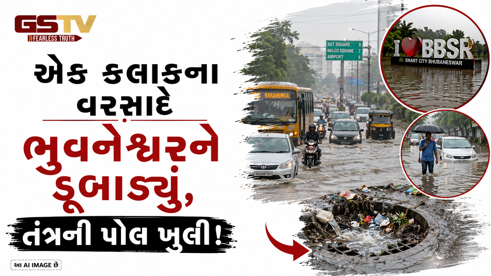 VIDEO:એક કલાકના વરસાદે ભુવનેશ્વરને ડૂબાડ્યું, તંત્રની પોલ ખુલી!