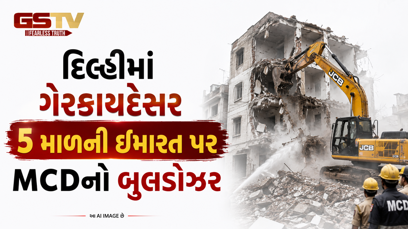 VIDEO: દિલ્હીમાં ગેરકાયદેસર 5 માળની ઈમારત પર MCDનો બુલડોઝર