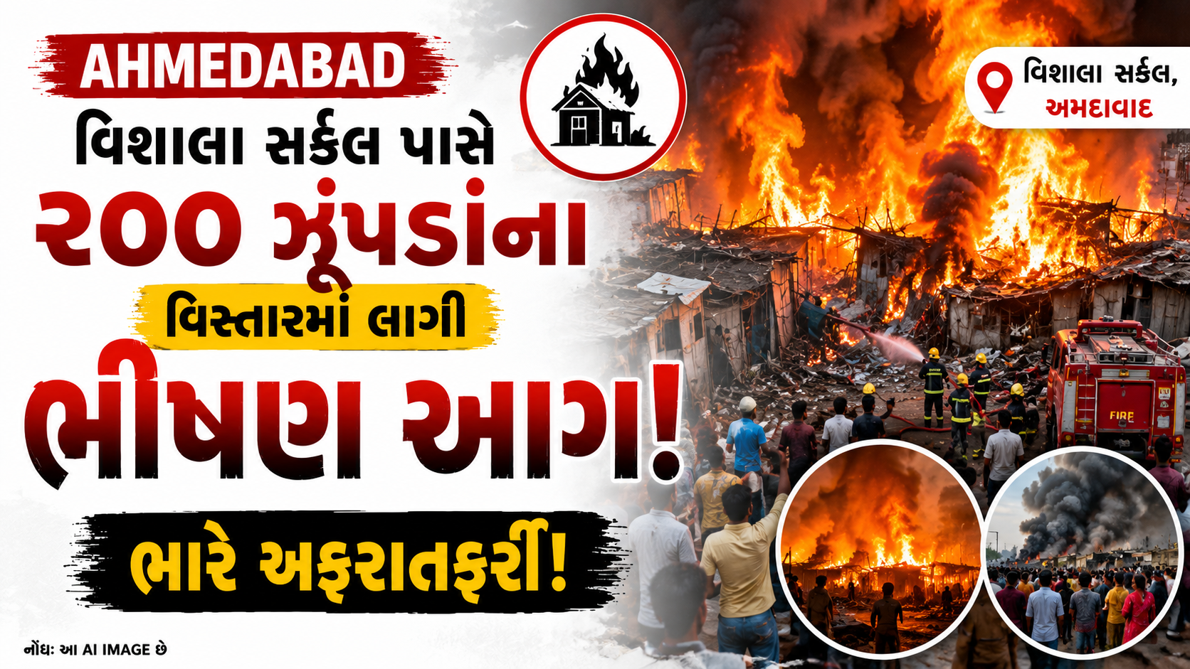 VIDEO : Ahmedabad વિશાલા સર્કલ પાસે મેટ્રો લાઈન નજીક ઝૂંપડપટ્ટીમાં વિકરાળ આગ, 8 ફાયર ફાઈટર ઘટનાસ્થળે રવાના