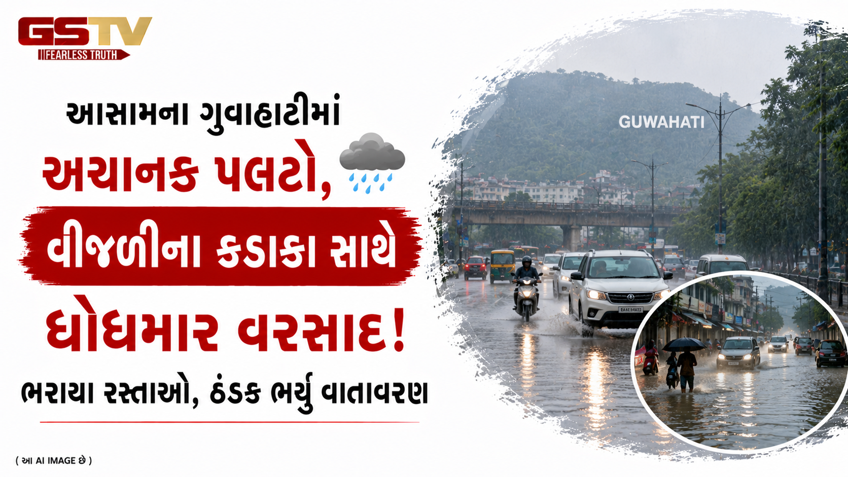 VIDEO : ગુવાહાટીમાં વરસાદથી વાતાવરણ બન્યું ખુશનુમા