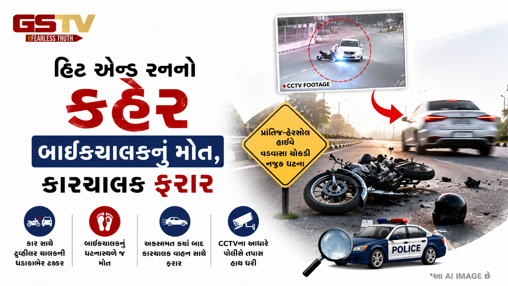 VIDEO : પ્રાંતિજ-હરસોલ હાઇવે પર અકસ્માત, કારચાલક ફરાર