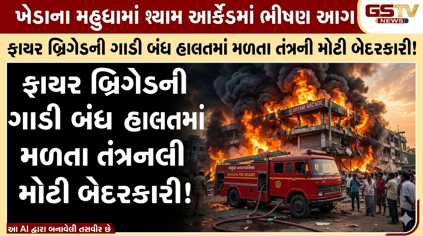 VIDEO : ખેડાના મહુધામાં શ્યામ આર્કેડ કોમ્પ્લેક્ષમાં ભીષણ આગ