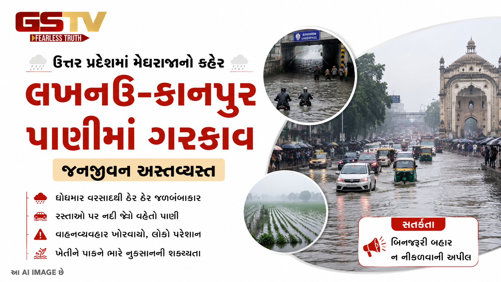 VIDEO : ઉત્તર પ્રદેશમાં મેઘરાજાનો કહેર, અનેક શહેરોમાં જળબંબાકાર