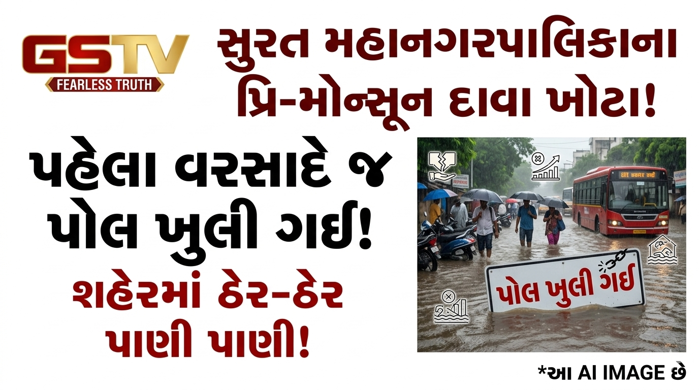 VIDEO: પ્રિ-મોન્સૂન ના મોટા-મોટા દાવા કરતી સુરત મહાનગરપાલિકાની પોલ ખુલી ગઈ