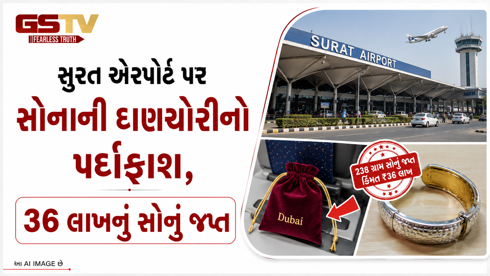 VIDEO:સુરત એરપોર્ટ પર સોનાની દાણચોરીનો પર્દાફાશ, 36 લાખનું સોનું જપ્ત