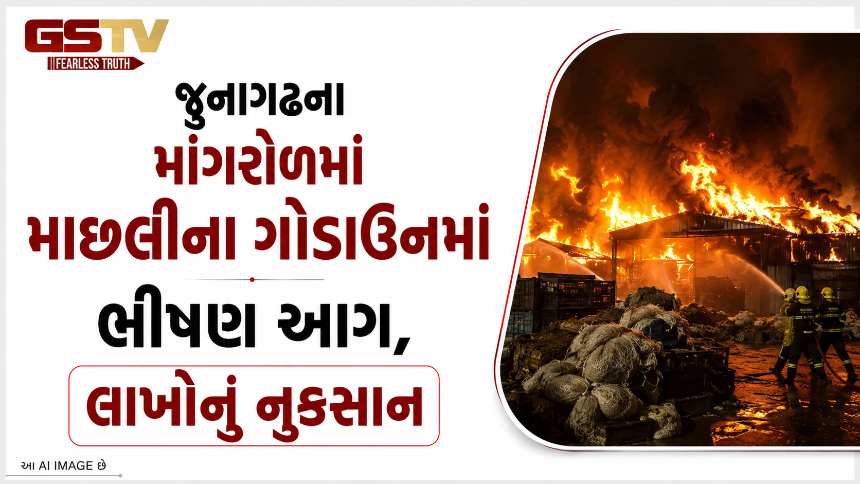 VIDEO:જુનાગઢના માંગરોળમાં માછલીના ગોડાઉનમાં ભીષણ આગ, લાખોનું નુકસાન